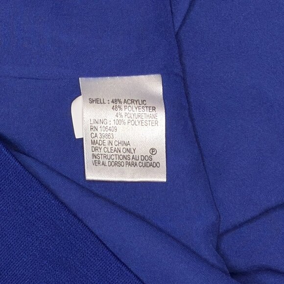 Tahari Royal Blue Sheath Dress with Buckle Waist & 3/4 Sleeve - Size 4 - Picture 7 of 8